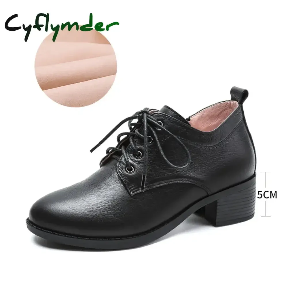 Wallabee Loafers Cyflymder Women Winter Shoes Women's Loafers Genuine Leather Round Toe Shoes Brown Heels Ladies Pumps Boots Moccassin Rom Strap Fur 41 42