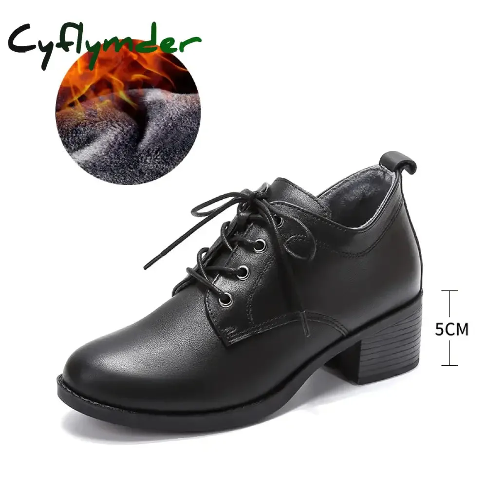 Cyflymder Women Winter Shoes Women's Loafers Genuine Leather Round Toe Shoes Brown Heels Ladies Pumps Boots Moccassin Rom Strap Fur 41 42 Cliffs By White Mountain Loafers