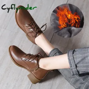 Dr Martins Loafers Cyflymder Women Winter Shoes Women's Loafers Genuine Leather Round Toe Shoes Brown Heels Ladies Pumps Boots Moccassin Rom Strap Fur 41 42