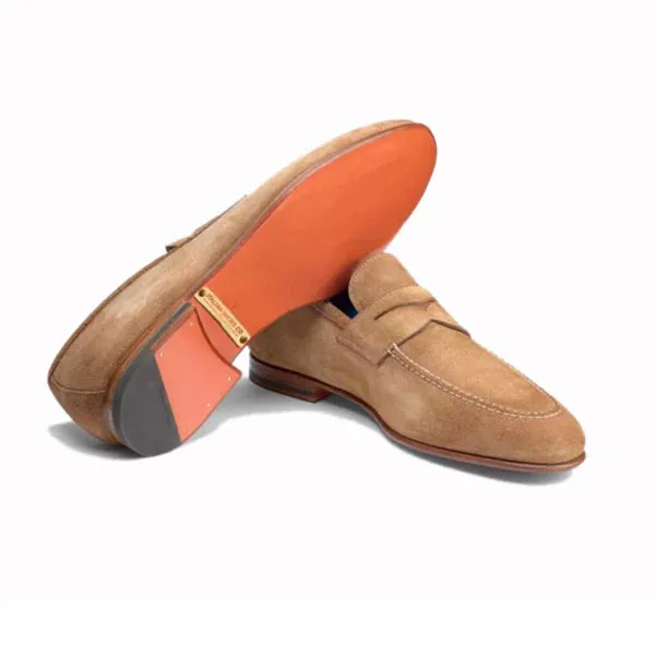 Suede Tan Loafer Slip-on Shoes Man In Loafers