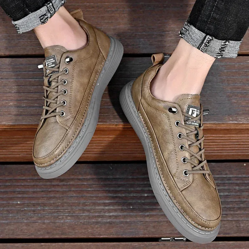 Wiaofellas  -  Men's Leather Casual Shoes Leather Men Sports Shoes Fashion Banquet Work Shoes Walking Shoes Large Size New Outdoor Flat Shoes Best Running Shoes For Overweight Flat Feet