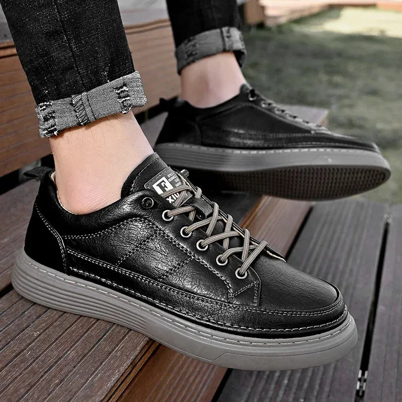 Wiaofellas  -  Men's Leather Casual Shoes Leather Men Sports Shoes Fashion Banquet Work Shoes Walking Shoes Large Size New Outdoor Flat Shoes Dance Shoes Flat