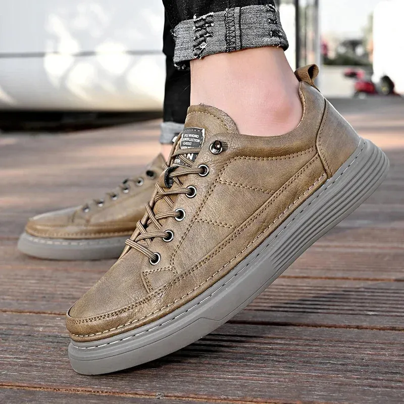 Wiaofellas  -  Men's Leather Casual Shoes Leather Men Sports Shoes Fashion Banquet Work Shoes Walking Shoes Large Size New Outdoor Flat Shoes Race Shoes For Flat Feet