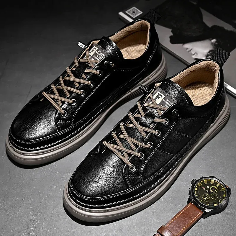 Best Shoes For Flat Feet For Work Wiaofellas  -  Men's Leather Casual Shoes Leather Men Sports Shoes Fashion Banquet Work Shoes Walking Shoes Large Size New Outdoor Flat Shoes