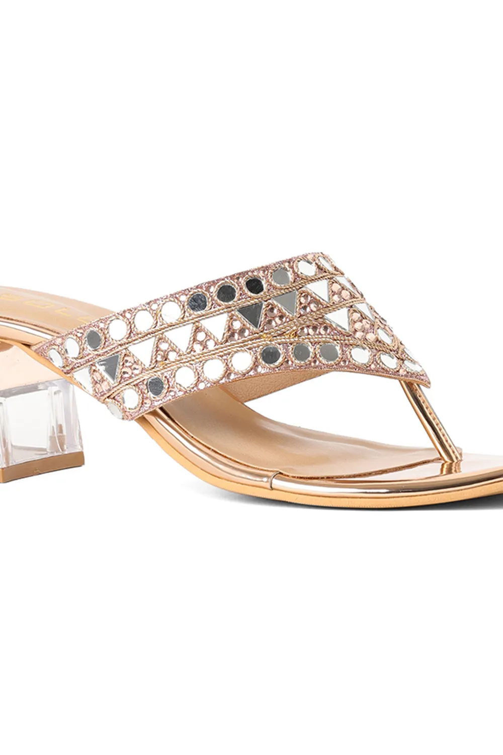 Thick Sole Work Boots SOLES Mirror Work Crystal Block Heels