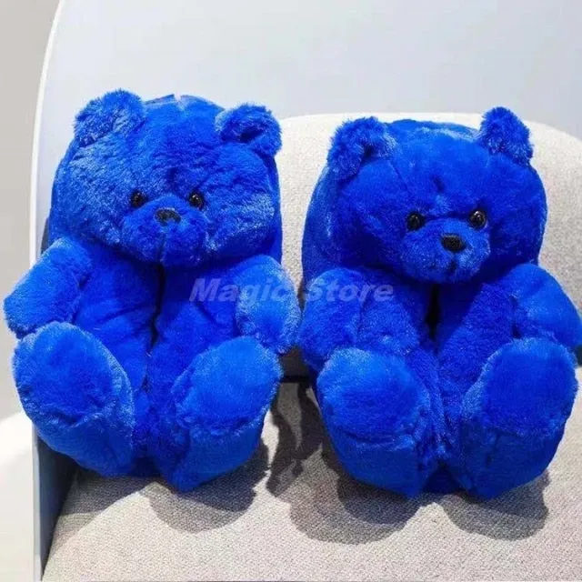 Mini Tonka Slippers Teddy Bear women christmas plush slippers Cartoon Cute Bear House Slipper Furry Faux Fur Slides Woman Furry