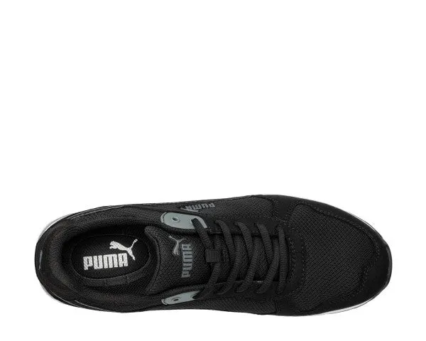 Puma Men's 643185 Front Side Black Gray Low Composite Safety Toe Metal Free Work Shoes Puma R3 Super Shoe