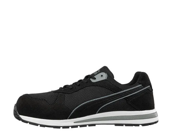 Puma Men's 643185 Front Side Black Gray Low Composite Safety Toe Metal Free Work Shoes Puma Deviate Nitro 2 Running Shoes