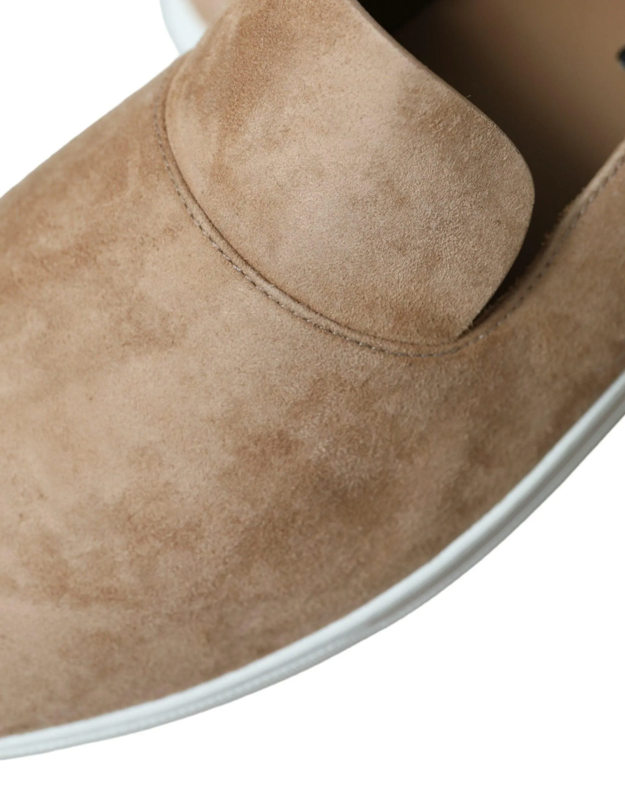 Dolce & Gabbana Beige Suede Caiman Men Loafers Slippers Shoes Camp Slides