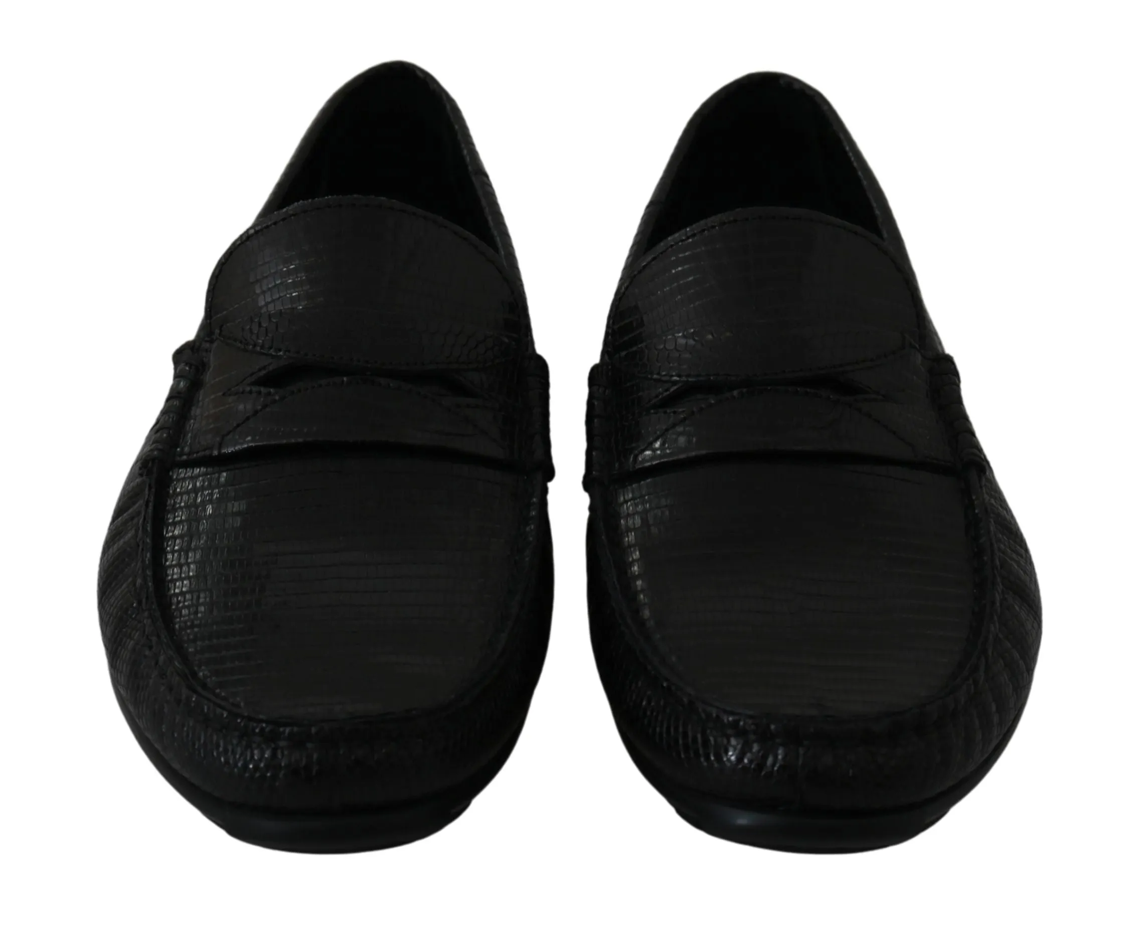Dolce & Gabbana Black Lizard Leather Flat Loafers Shoes Zara Suede Loafers