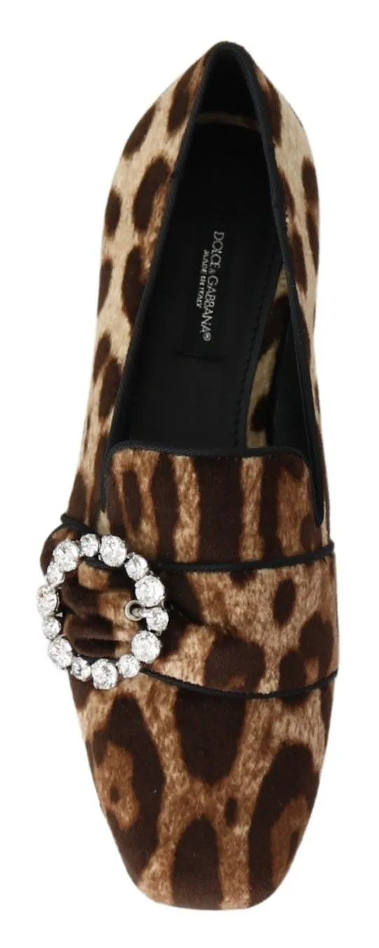 Ferragamo Cosimo Loafers Dolce & Gabbana Brown Leopard Print Crystals Loafers Flats Shoes