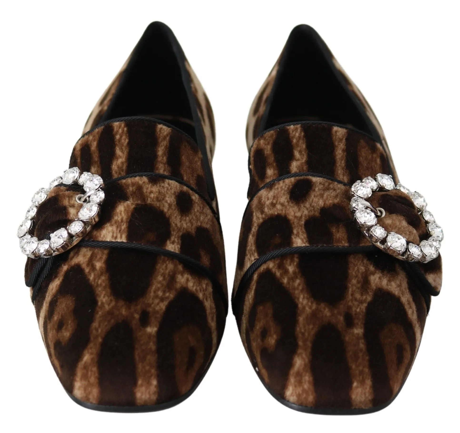 Dolce & Gabbana Brown Leopard Print Crystals Loafers Flats Shoes Work Shoes Loafers