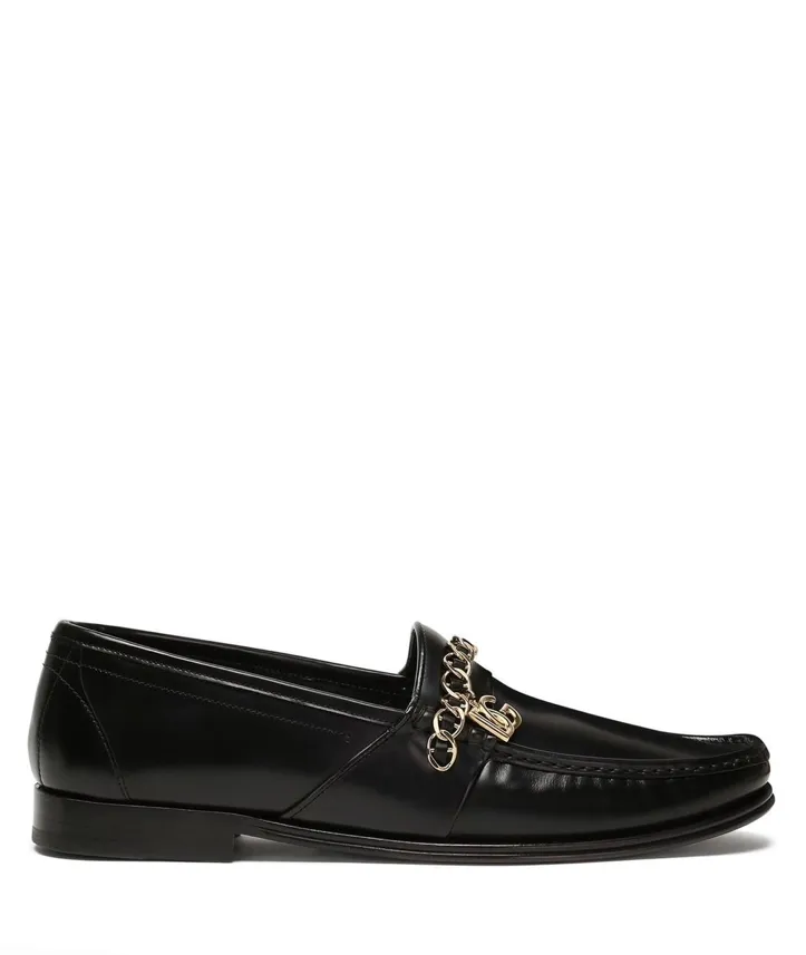 All Loafers Dolce & Gabbana chain-trim leather loafers
