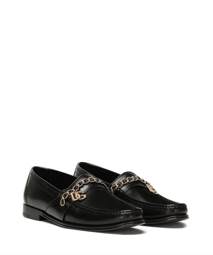 Visvim Loafers Dolce & Gabbana chain-trim leather loafers