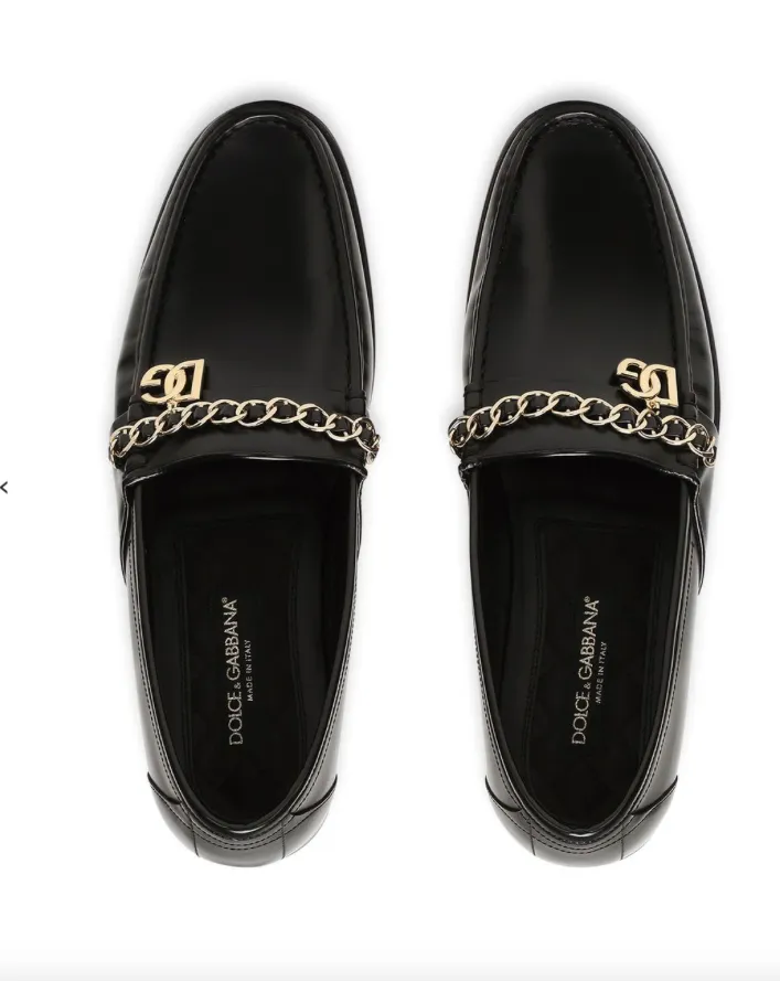 Dolce & Gabbana chain-trim leather loafers Dress Shoe Loafers