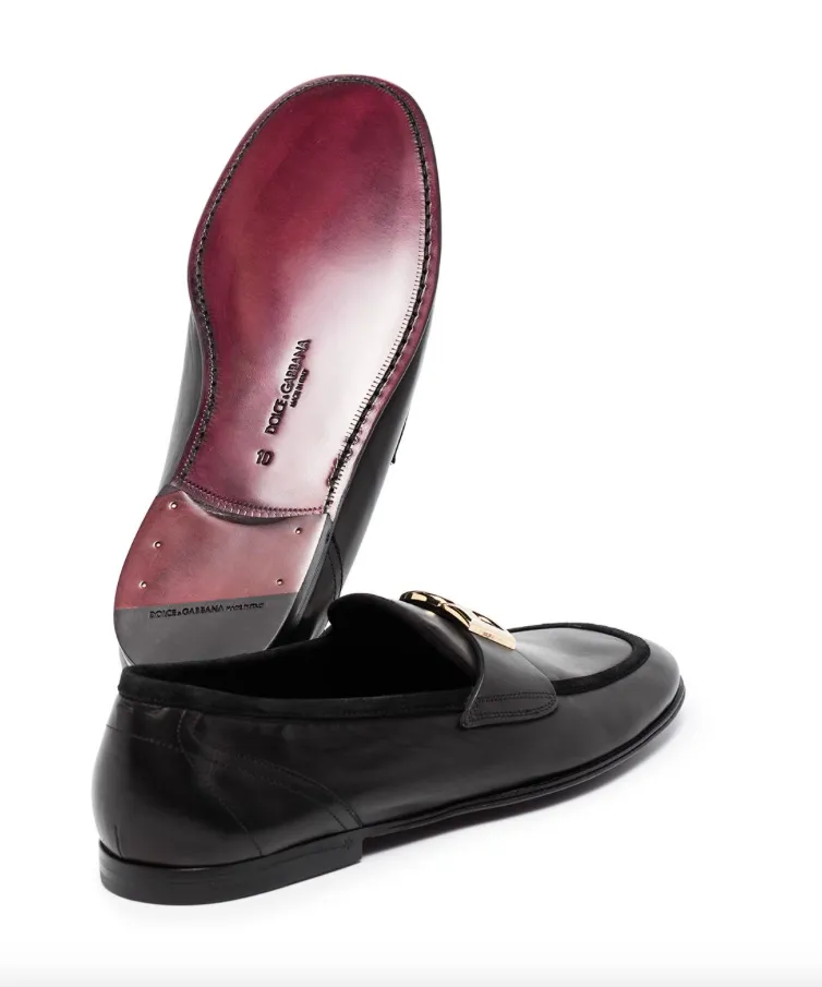 Loafers Pierced Dolce & Gabbana Interlocking DG-plaque leather loafers