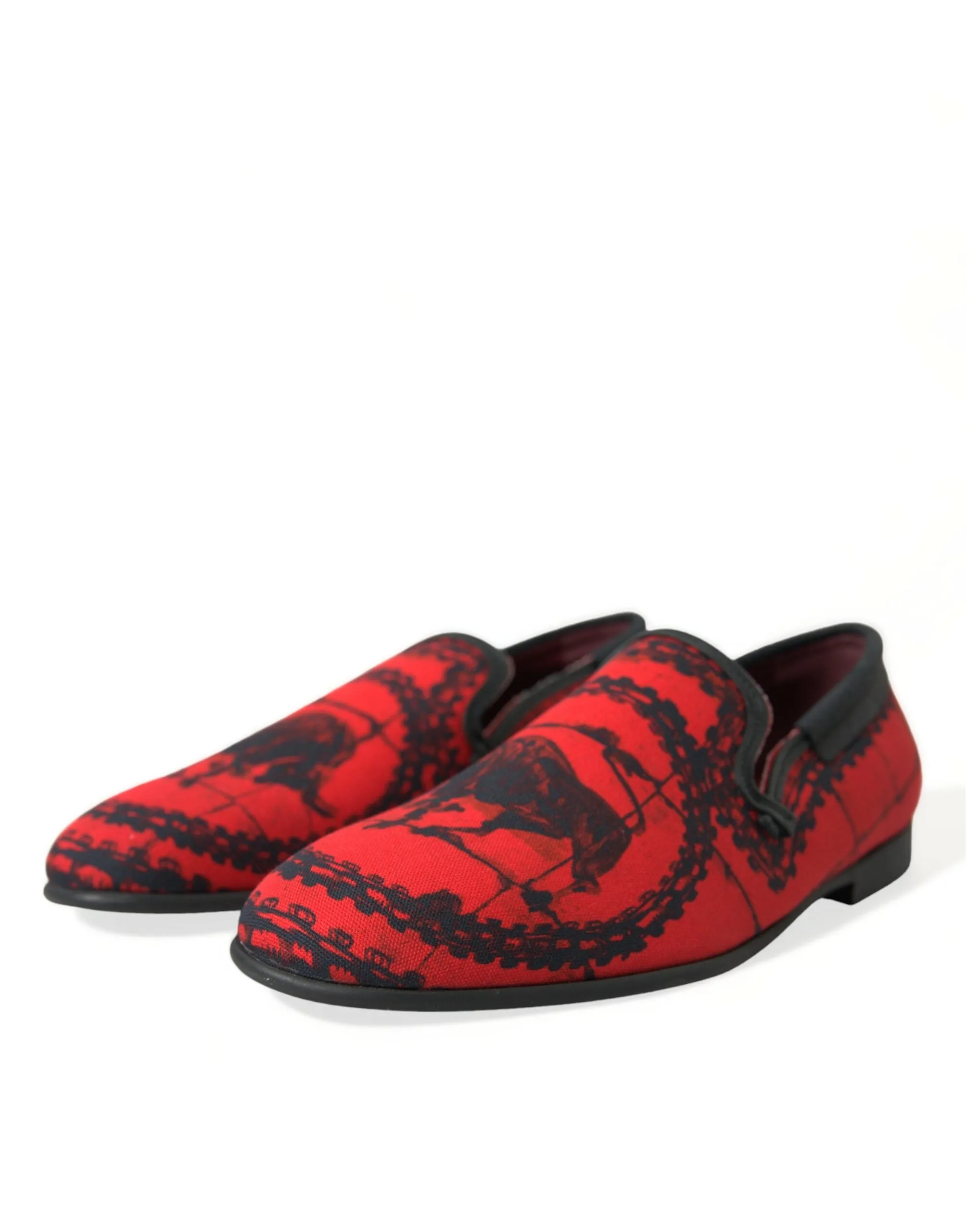 Dolce & Gabbana Red Black Torero Loafers Slippers Men Shoes Cheese Slippers