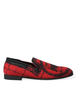 Dolce & Gabbana Red Black Torero Loafers Slippers Men Shoes Frozen Slippers