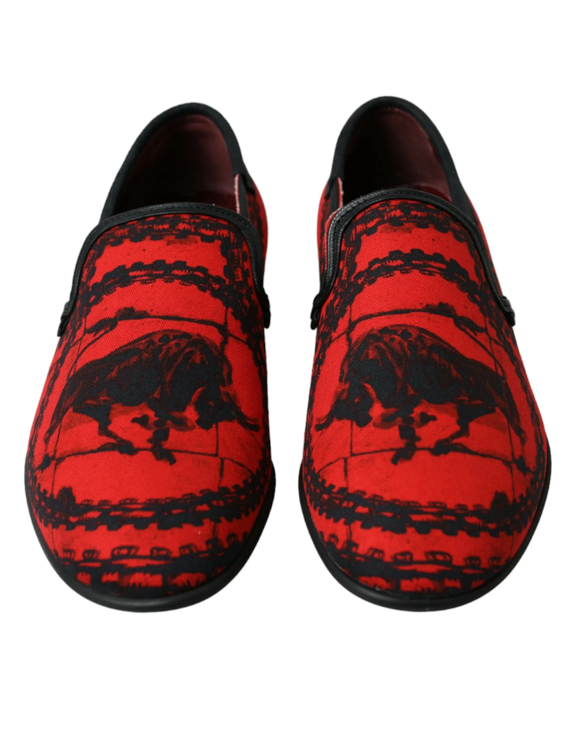 Slide Sandel Dolce & Gabbana Red Black Torero Loafers Slippers Men Shoes