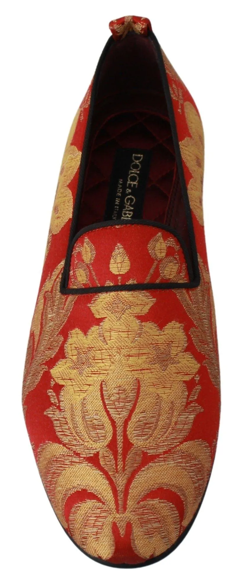 Salvatore Ferragamo Loafers Dolce & Gabbana Red Gold Brocade Slippers Loafers Shoes
