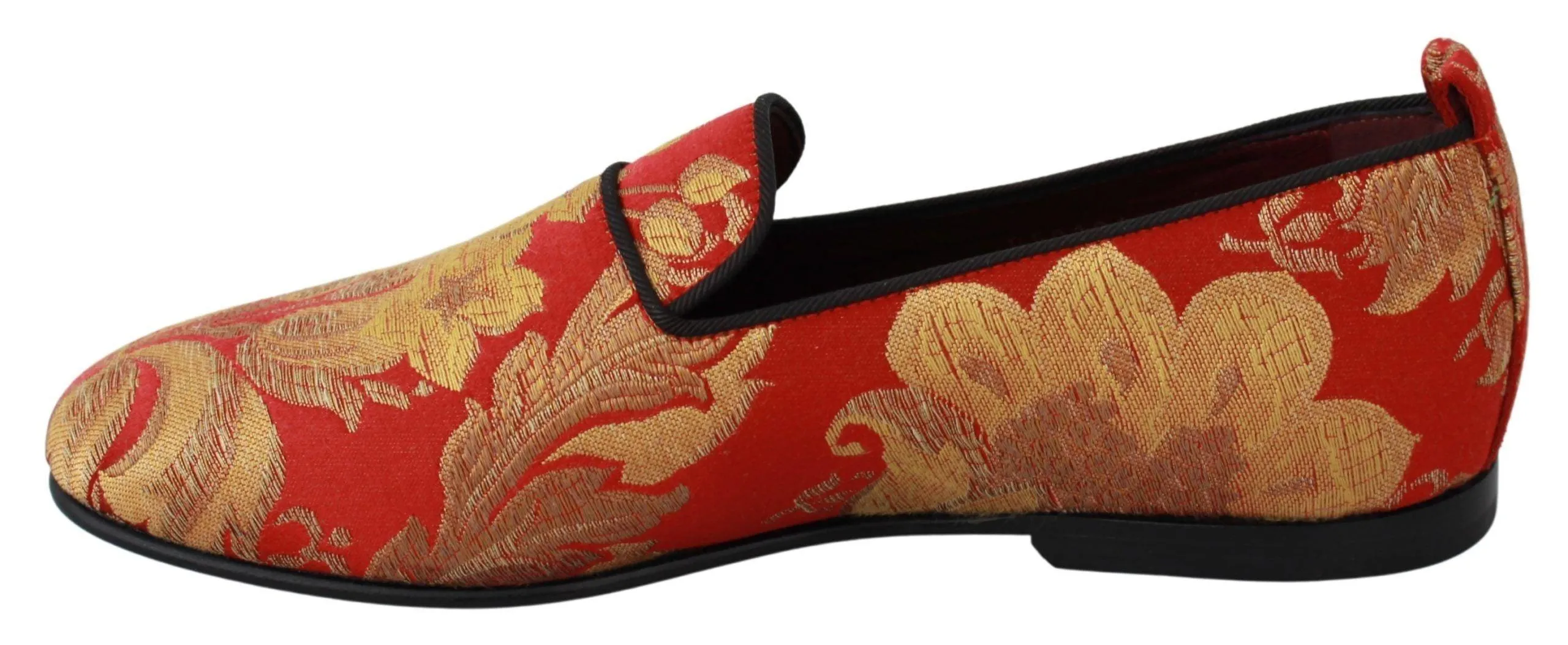 Dolce & Gabbana Red Gold Brocade Slippers Loafers Shoes Peter Millar Loafers