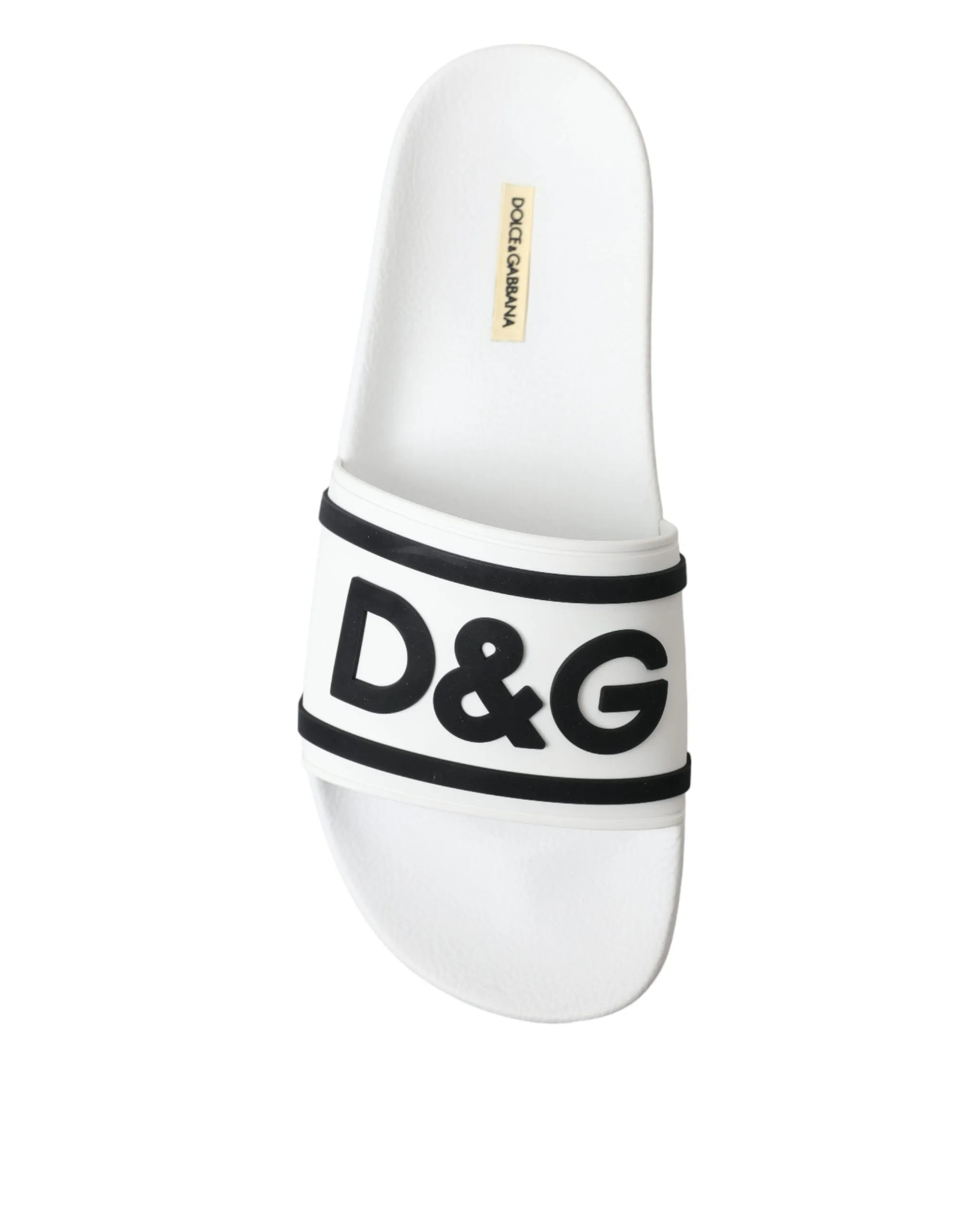 Dolce & Gabbana White Rubber Sandals Slippers Beachwear Men Shoes Ribbon Slippers