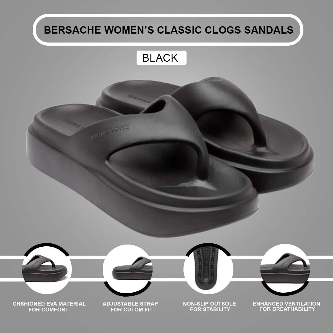 Bersache Extra Soft Classic Casual with  Regular wear with Ultra Soft & Flexibility Technology Clog For women's/Girl's-(6109-Black) Slides Retail