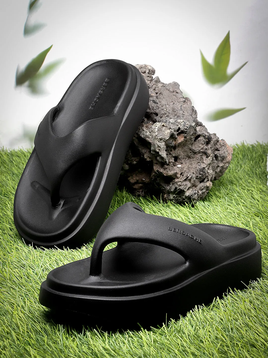 Bersache Extra Soft Classic Casual with  Regular wear with Ultra Soft & Flexibility Technology Clog For women's/Girl's-(6109-Black) Pirahna Plant Slippers