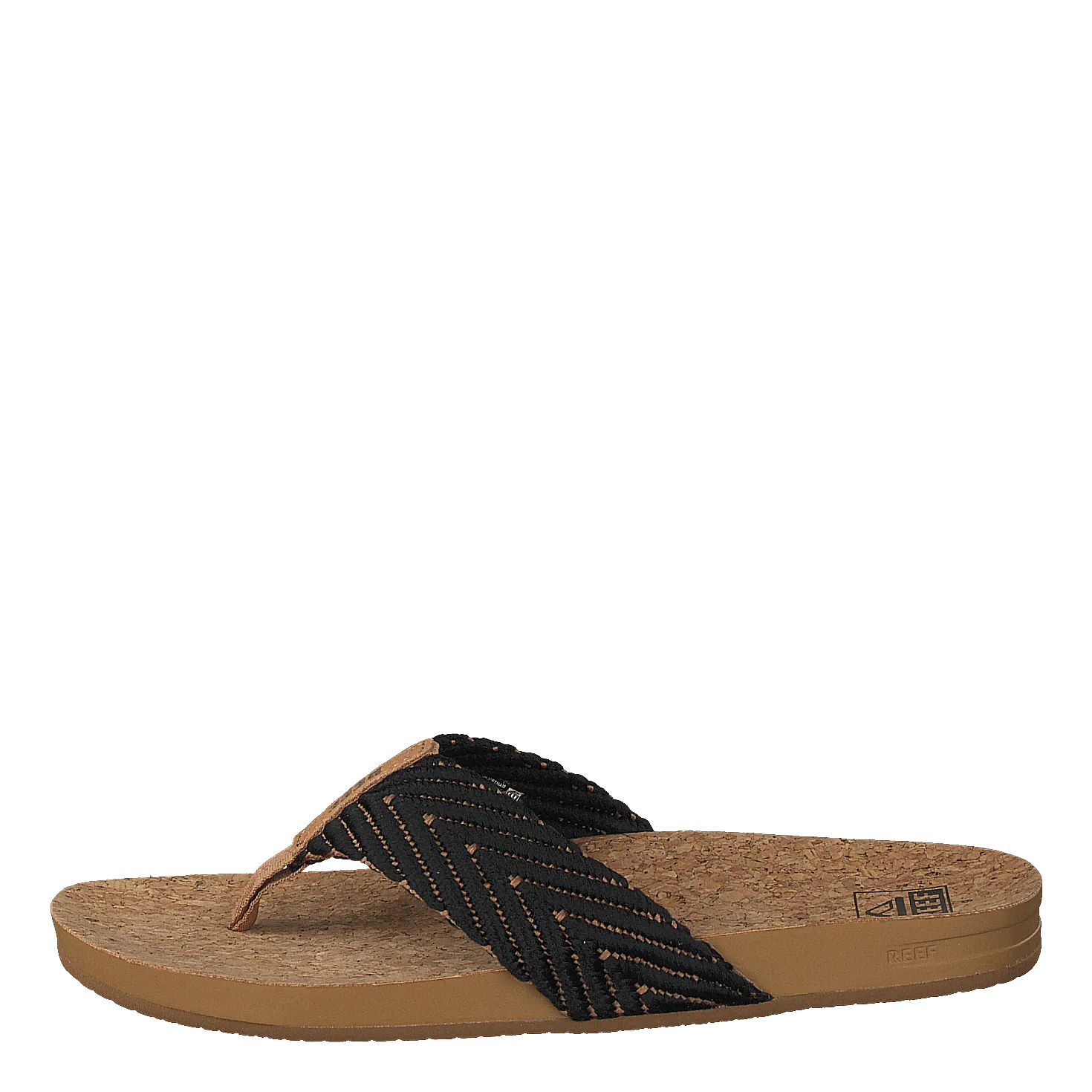 Reef Cushion Strand Black/natural Flip Flops At White House