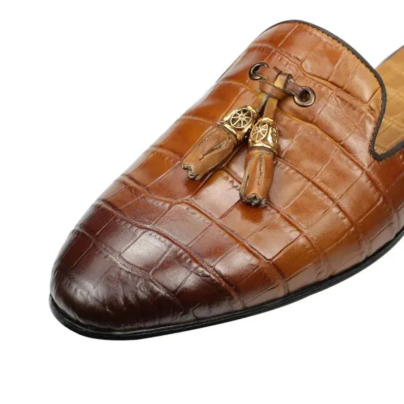 Michael Jackson Loafers Drillo 2 - Alligator print leather mules/Backless loafers for men