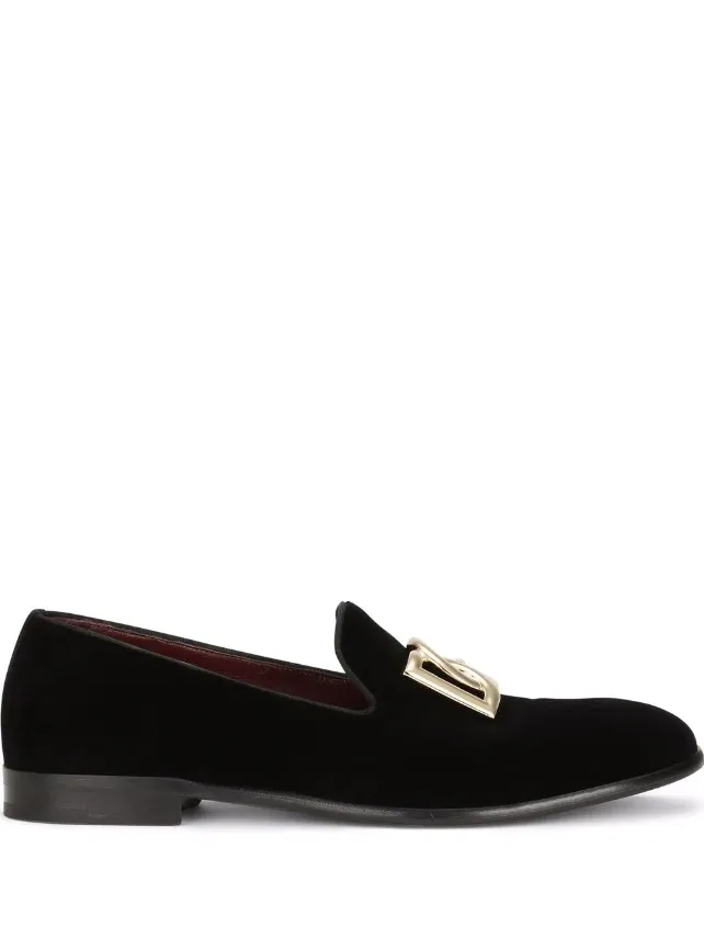 Alohas Loafers Dolce & Gabbana velvet slippers with DG logo