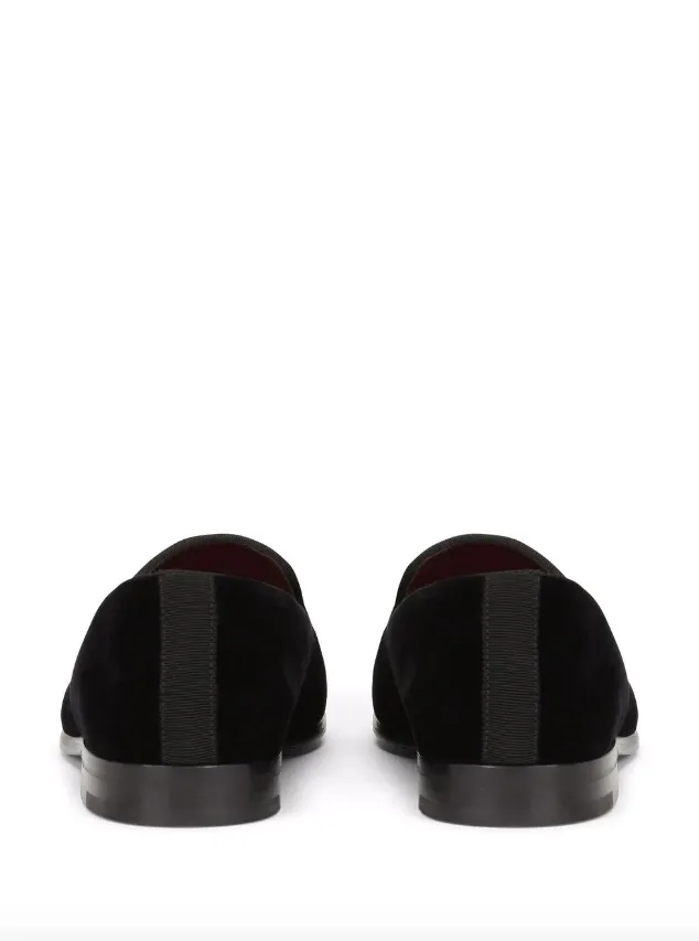 Loafers Boat Shoes Dolce & Gabbana velvet slippers with DG logo