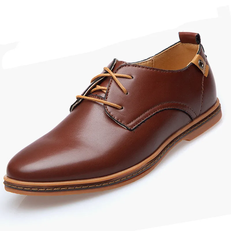 Big Size 48 Mens Shoes Leather Casual Black Flats Dress Shoes Men Autumn Oxfords Shoes For Mens Loafers Zapatos Hombre Flat Shoes Size 9