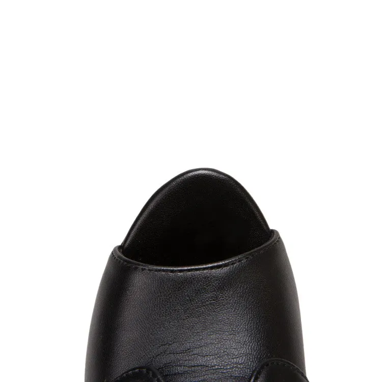 Women's Solid Color Peep Toe Strap Ankle Wrap Platform Chunky Heel Sandals Sandals Cancun