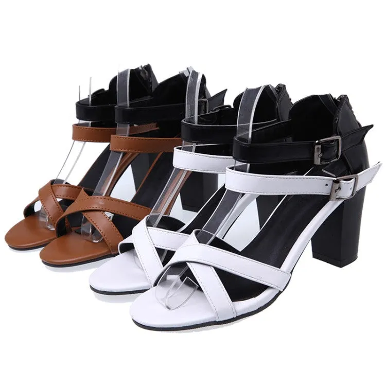 Pearl Sandals Heels Women's Color Block Double Ankle Strap Block Heel Sandals