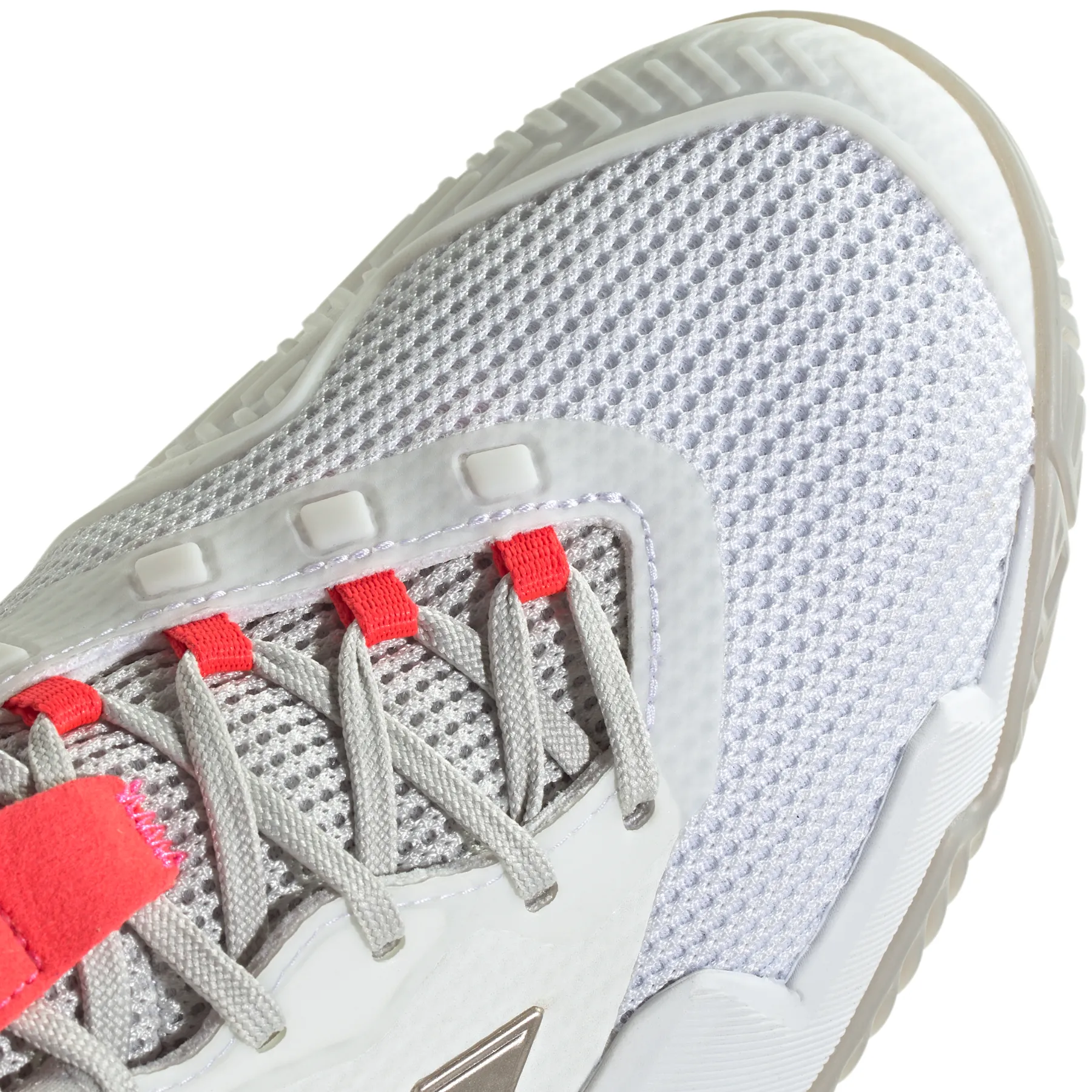 Adidas Barricade 13 Womens Tennis Shoes - Cloud White/Champagne Met. /Lucid Red Adidas Torsion Shoes