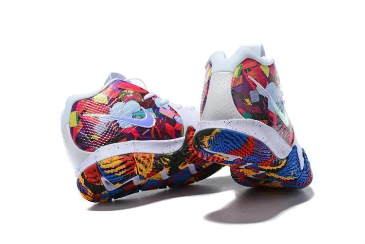 Asics Race Shoe Nike Kyrie 4 Madness NCAA White Multicolor Basketball Shoes Sneaker Sale Size US 7-12