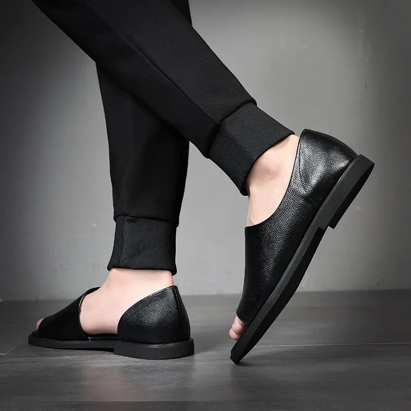 Men's Soft Leather Breathable Non-Slip Sandals Tan Sandals