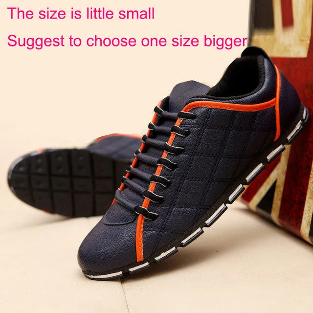 Best Shoes For Footed New 2017 High Quality Men PU Leather Flats Lace Up Fashion Casual Leisure Men's Flat Shoes Loafers Soft Light Male Footwear