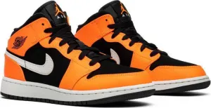 Nike Air Jordan 1 Mid GS Orange Black Shoes Basketball Men Asics Field Hockey Shoes