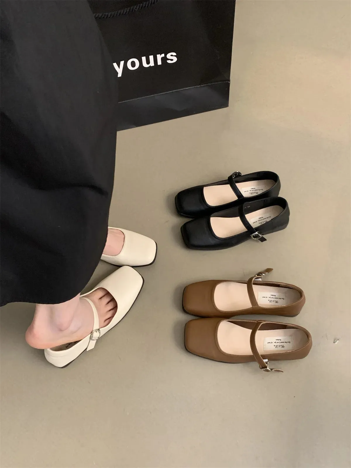 MQTIME  -  2024 New Sweet Mary Jane Shoes Square Head Moccasins Flat Shoes French Lovely Casual Shoes Women Comfort Loafers Shoes for Work Gucci Chunky Loafers