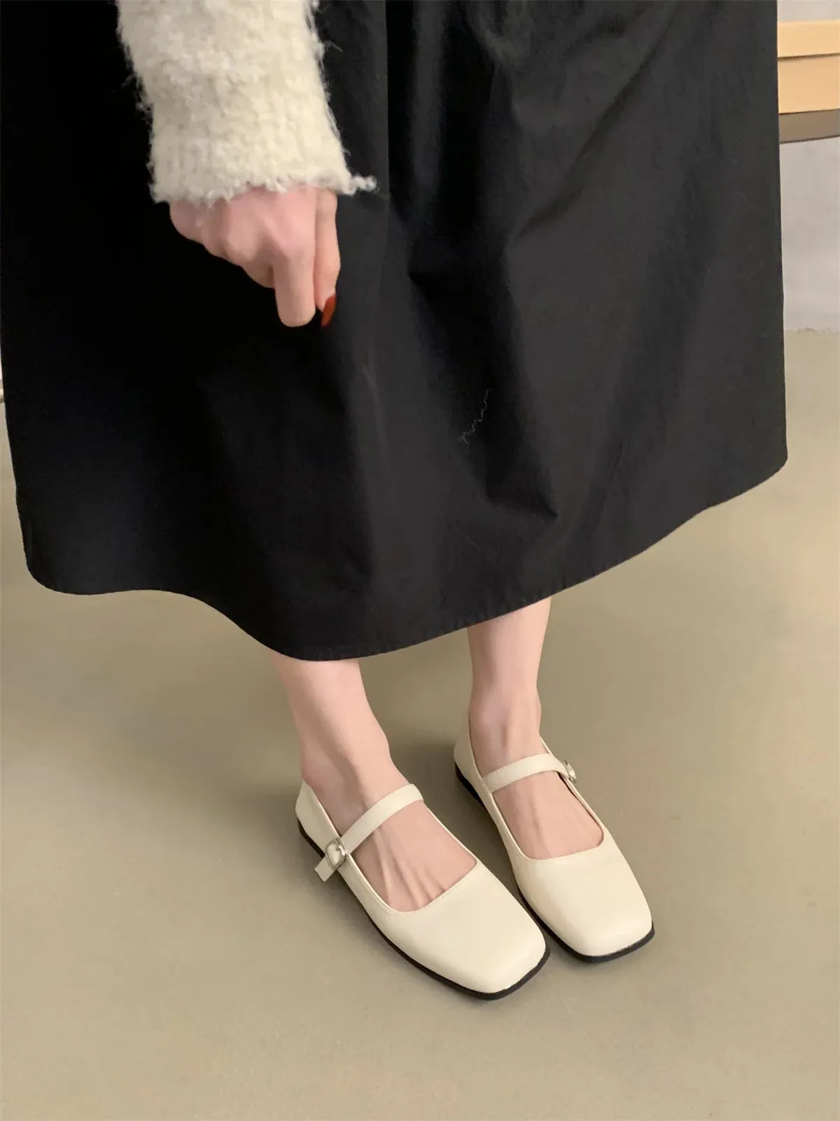 MQTIME  -  2024 New Sweet Mary Jane Shoes Square Head Moccasins Flat Shoes French Lovely Casual Shoes Women Comfort Loafers Shoes for Work Flats Loafers