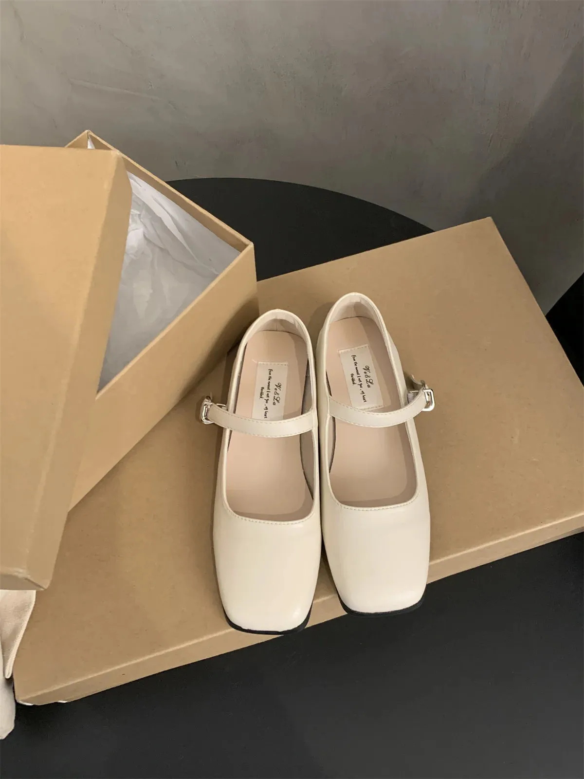 MQTIME  -  2024 New Sweet Mary Jane Shoes Square Head Moccasins Flat Shoes French Lovely Casual Shoes Women Comfort Loafers Shoes for Work Rubber Sole Loafers