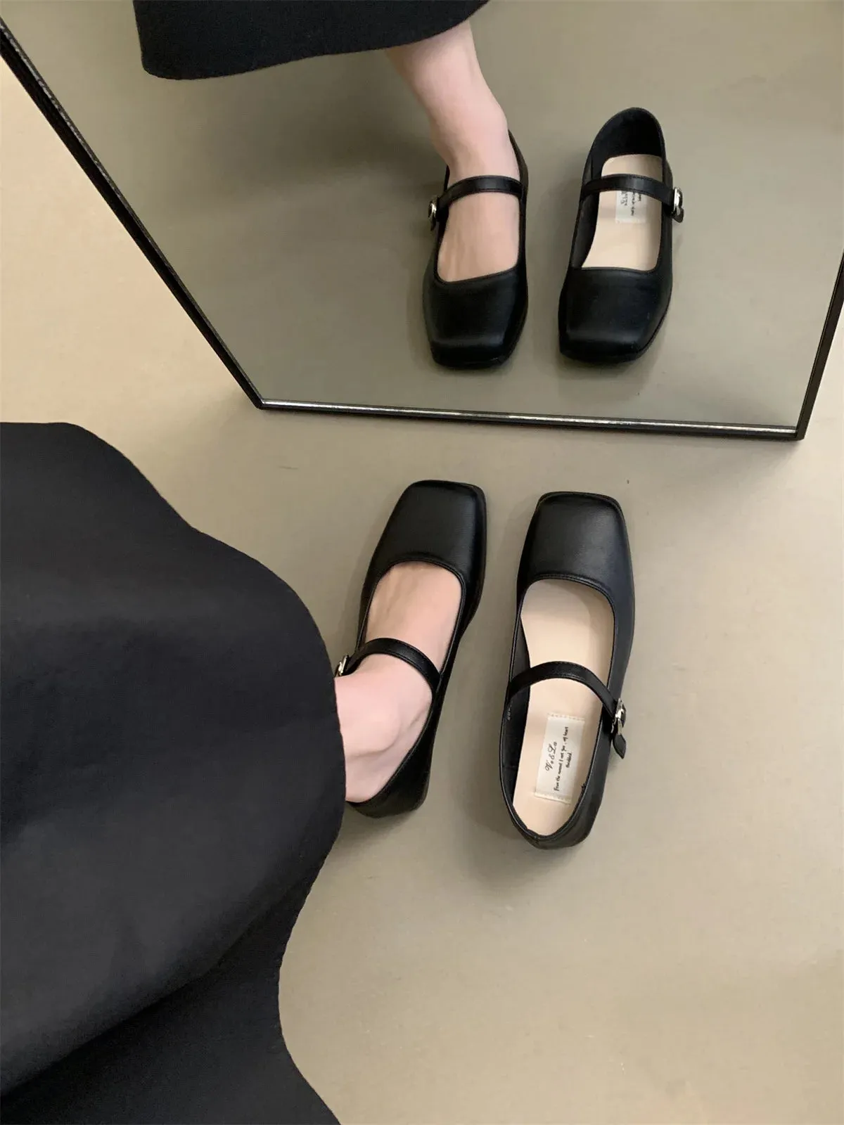 Penny Loafers 1980s MQTIME  -  2024 New Sweet Mary Jane Shoes Square Head Moccasins Flat Shoes French Lovely Casual Shoes Women Comfort Loafers Shoes for Work