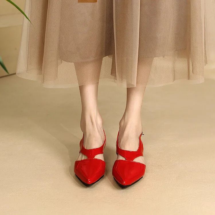 Skull Sandals Women's Candy Color Hollow Out Medium Heel Slingback Sandals