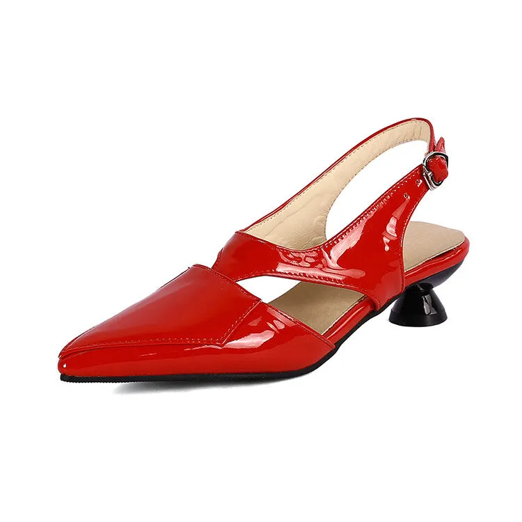 Women's Candy Color Hollow Out Medium Heel Slingback Sandals Sandals Dress