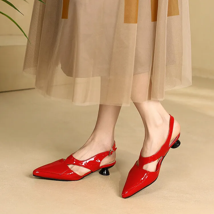 Women's Candy Color Hollow Out Medium Heel Slingback Sandals Aqua Shoes Sandals