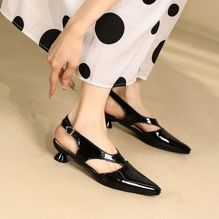 Women's Candy Color Hollow Out Medium Heel Slingback Sandals Sandals Wedge Heel