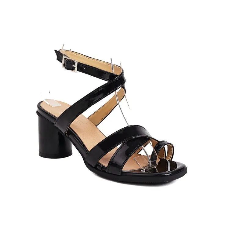 Women's's Square Toe Patent Leather Block Heels Sandals Born Sandals