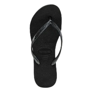 Slim Flatform Black Flip Flops With Bubbles